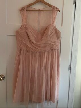 Bridesmaid Dress - Peachy Blush, Cap Sleeve, Lace Detailing, Dress Size 22